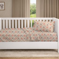 Παπλωματοθήκη Βρεφική Κούνιας Bebe Floating Bunny 714 Beige-Salmon Cotton Dimcol (120x160) 1Τεμ