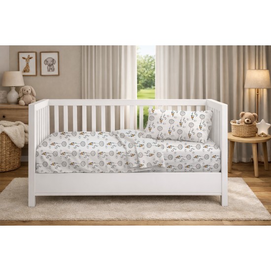 Παπλωματοθήκη Βρεφική Κούνιας Bebe Floating Bunny 715 Grey Cotton Dimcol (120x160) 1Τεμ