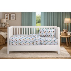 Παπλωματοθήκη Βρεφική Κούνιας Bebe Big Cats 28 Light Aqua Cotton Dimcol (120x160) 1Τεμ