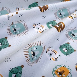 Σεντόνια Βρεφικά Κούνιας Σετ Bebe Big Cats 28 Light Aqua Cotton Dimcol (120x160) 3Τεμ