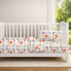 Σεντόνι Λίκνου Bebe Dinosaur 520 White-Orange Cotton Dimcol (80x110) 1Τεμ