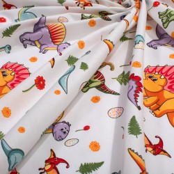 Σεντόνι Λίκνου Bebe Dinosaur 520 White-Orange Cotton Dimcol (80x110) 1Τεμ
