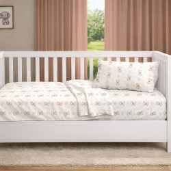 Σεντόνι Λίκνου Baby Newborn Bear 716 White-Beige Cotton Dimcol (80x110) 1Τεμ