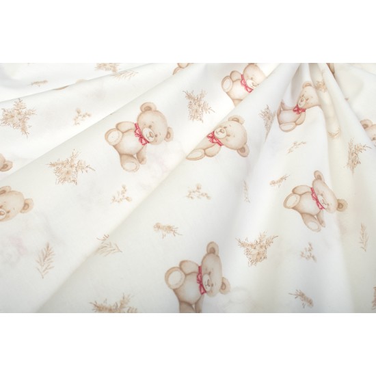 Παπλωματοθήκη Βρεφική Κούνιας Baby Newborn Bear 716 White-Beige Cotton Dimcol (120x160) 1Τεμ