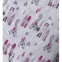 Πάνα-Χασές Bebe Bicycle 416 White-Bordeaux Cotton Dimcol (80x80) 1Τεμ