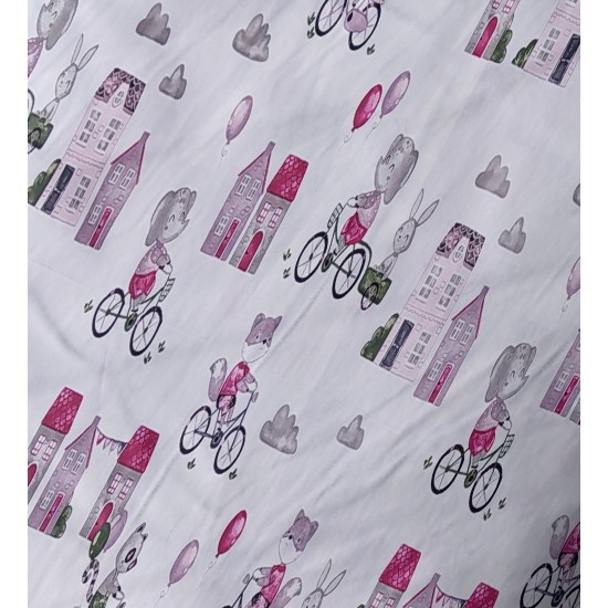 Πάνα-Χασές Bebe Bicycle 416 White-Bordeaux Cotton Dimcol (80x80) 1Τεμ