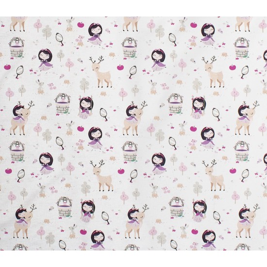 Πάνα-Χασές Bebe Lily & Deer 179 White-Pink Cotton Dimcol (80x80) 1Τεμ