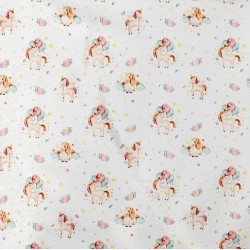 Πάνα-Χασές Bebe Unicorn 209 White-Salmon Cotton Dimcol (80x80) 1Τεμ