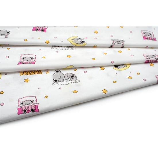 Πάνα-Χασές Bebe Sweet Dreams 553 White-Pink Cotton Dimcol (80x80) 1Τεμ