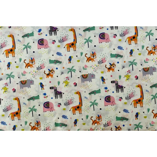 Πάνα Χασέ Bebe Zoo 556 White-Multi Cotton Dimcol (80x80) 1Τεμ
