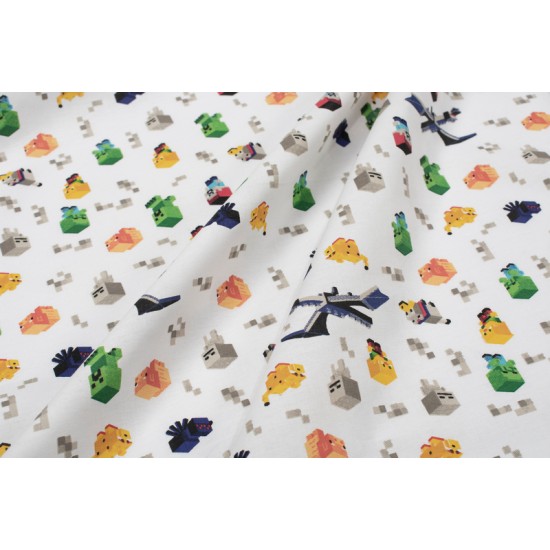 Σεντόνι Λίκνου Bebe Minecraft 565 White-Multi Cotton Dimcol (80x110) 1Τεμ