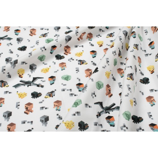 Σεντόνι Λίκνου Bebe Minecraft 566 White-Grey Cotton Dimcol (80x110) 1Τεμ