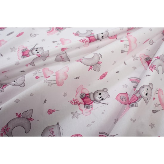 Πάνα Χασέ Bebe Cloudy Bear 582 White-Pink Cotton Dimcol (80x80) 1Τεμ