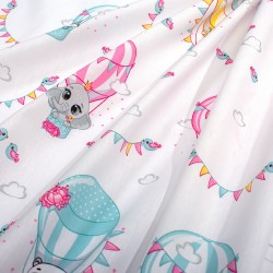 Πάνα Χασέ Bebe The Floating Zoo 597 White-Pink Cotton Dimcol (80x80) 1Τεμ