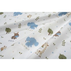 Πάνα Χασέ Bebe Happy Safari 711 White-Sky Blue Cotton Dimcol (80x80) 1Τεμ