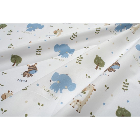 Πάνα Χασέ Bebe Happy Safari 711 White-Sky Blue Cotton Dimcol (80x80) 1Τεμ