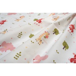 Πάνα Χασέ Bebe Happy Safari 712 White-Pink Cotton Dimcol (80x80) 1Τεμ Πάνα Χασέ Bebe Happy Safari 712 White-Pink Cotton Dimcol (80x80) 1Τεμ
