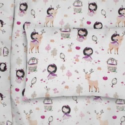 Μαξιλαροθήκη Κούνιας Bebe Lily & Deer 179 White-Pink Cotton Dimcol (35x45) 1Τεμ