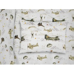 Μαξιλαροθήκη Κούνιας Bebe Airforce 196 White-Khaki Cotton Dimcol (35x45) 1Τεμ