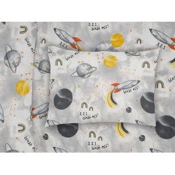 Μαξιλαροθήκη Βρεφική Κούνιας Bebe Spaceship 187 Grey Cotton Dimcol (35x45) 1Τεμ