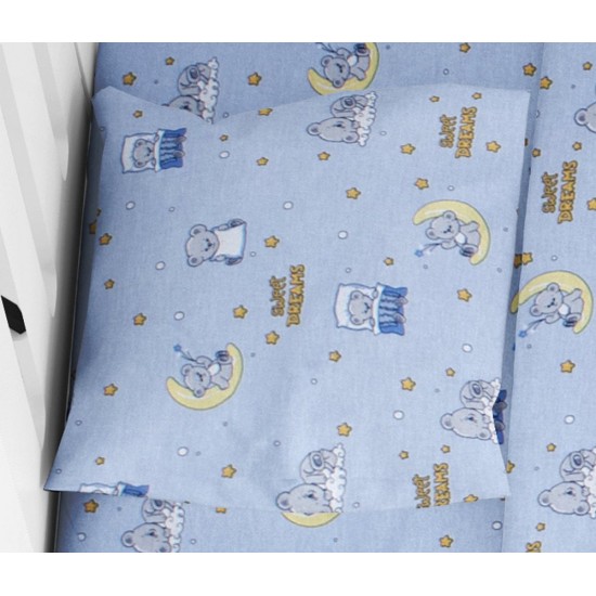 Μαξιλαροθήκη Βρεφική Κούνιας Bebe Sweet Dreams 551 Sky Blue Cotton Dimcol (35x45) 1Τεμ