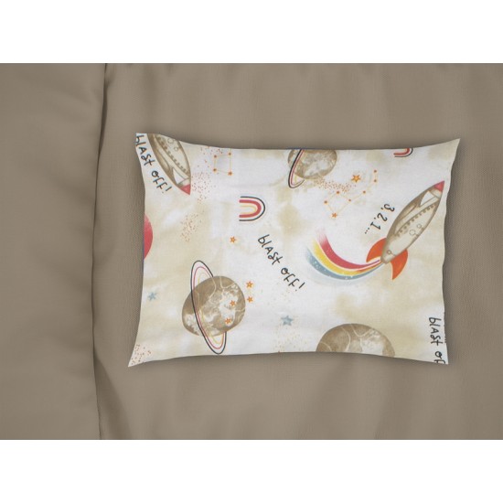 Μαξιλαροθήκη Βρεφική Κούνιας Bebe Spaceship 186 Beige Cotton Dimcol (35x45) 1Τεμ
