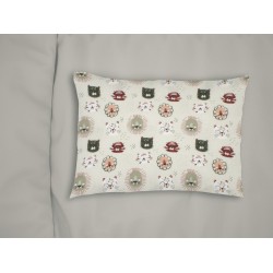 Μαξιλαροθήκη Βρεφική Κούνιας Bebe Big Cats 27 Light Olive Cotton Dimcol (35x45) 1Τεμ