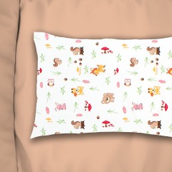 Μαξιλαροθήκη Κούνιας Bebe Forest Animals 571 White-Pink Cotton Dimcol (35x45) 1Τεμ