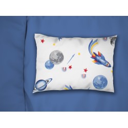 Μαξιλαροθήκη Κούνιας Bebe Space Mission 184 White-Blue Cotton Dimcol (35x45) 1Τεμ