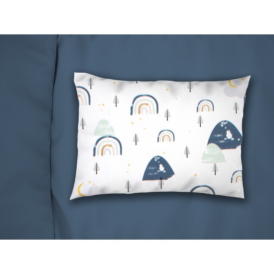 Μαξιλαροθήκη Κούνιας Bebe Rainbow 574 White-Blue Cotton Dimcol (35x45) 1Τεμ
