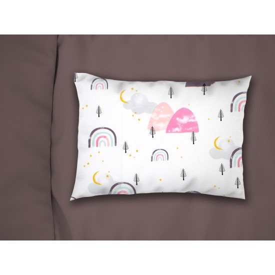 Μαξιλαροθήκη Κούνιας Bebe Rainbow 575 White-Pink Cotton Dimcol (35x45) 1Τεμ