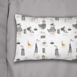 Μαξιλαροθήκη Κούνιας Bebe Seabirds 578 White-Grey Cotton Dimcol (35x45) 1Τεμ
