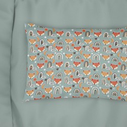 Μαξιλαροθήκη Κούνιας Bebe Forest Fox 528 Pale Cyan Cotton Dimcol (35x45) 1Τεμ
