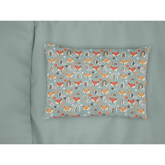Μαξιλαροθήκη Κούνιας Bebe Forest Fox 528 Pale Cyan Cotton Dimcol (35x45) 1Τεμ
