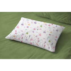 Μαξιλαροθήκη Βρεφική Κούνιας Bebe Whimsical Mountainside 587 White-Pastel Lilac Cotton Dimcol (35x45) 1Τεμ