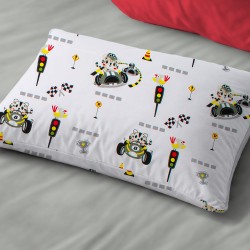 Μαξιλαροθήκη Βρεφική Κούνιας Bebe Animal Grand Prix 590 White-Olive Cotton Dimcol (35x45) 1Τεμ