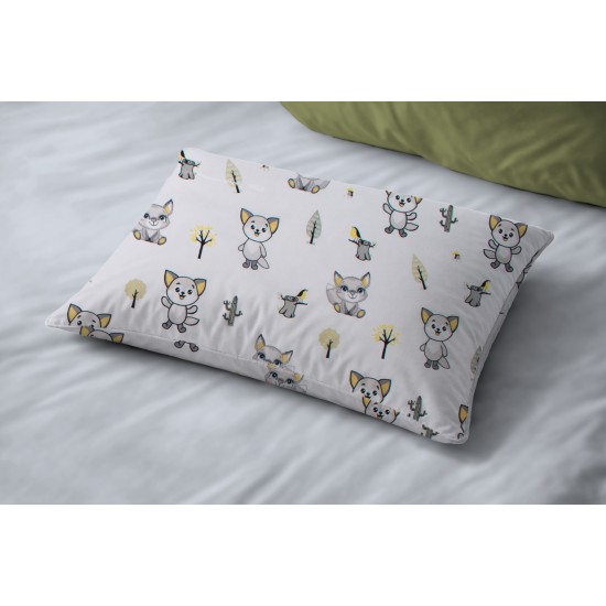 Μαξιλαροθήκη Βρεφική Κούνιας Bebe Foxes 595 White-Grey Cotton Dimcol (35x45) 1Τεμ
