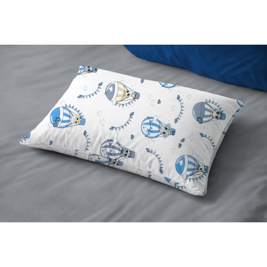 Μαξιλαροθήκη Βρεφική Κούνιας Bebe The Floating Zoo 596 White-Blue Cotton Dimcol (35x45) 1Τεμ