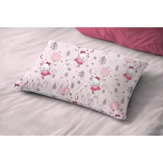 Μαξιλαροθήκη Βρεφική Κούνιας Bebe Ballerina Bear 598 Pink Cotton Dimcol (35x45) 1Τεμ