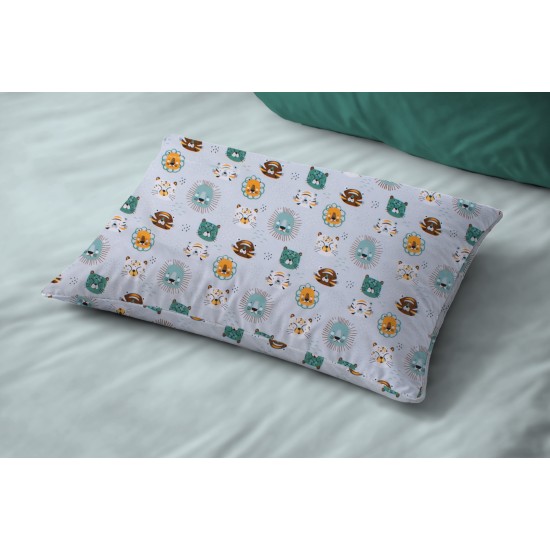 Μαξιλαροθήκη Βρεφική Κούνιας Bebe Big Cats 28 Light Aqua Cotton Dimcol (35x45) 1Τεμ
