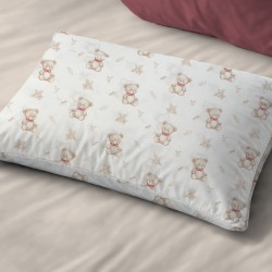 Μαξιλαροθήκη Βρεφική Κούνιας Baby Newborn Bear 716 White-Beige Cotton Dimcol (35x45) 1Τεμ
