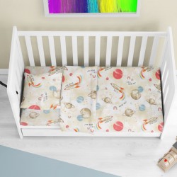 Κατωσέντονο Κούνιας Bebe Spaceship 186 Beige Cotton Dimcol (70x140+15) Με Λάστιχο 1Τεμ
