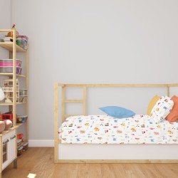 Κατωσέντονο Κούνιας Bebe Forest Animals 570 White-Sky Blue Cotton Dimcol (70x140+15) Με Λάστιχο 1Τεμ