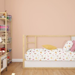 Κατωσέντονο Κούνιας Bebe Forest Animals 571 White-Pink Cotton Dimcol (70x140+15) Με Λάστιχο 1Τεμ