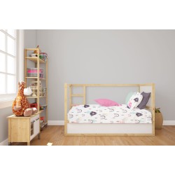 Κατωσέντονο Κούνιας Bebe Rainbow 575 White-Pink Cotton Dimcol (70x140+15) Με Λάστιχο 1Τεμ