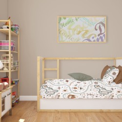 Κατωσέντονο Κούνιας Bebe Countryside 580 White-Mint Cotton Dimcol (70x140+15) Με Λάστιχο 1Τεμ