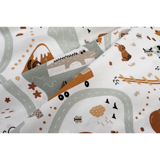 Κατωσέντονο Κούνιας Bebe Countryside 580 White-Mint Cotton Dimcol (70x140+15) Με Λάστιχο 1Τεμ