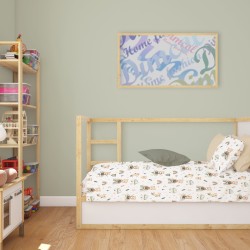 Κατωσέντονο Κούνιας Bebe Cloudy Bear 581 White-Olive Cotton Dimcol (70x140+15) Με Λάστιχο 1Τεμ