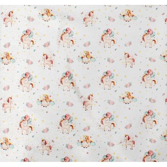 Σεντόνι Λίκνου Bebe Unicorn 209 White-Salmon Cotton Dimcol (80x110) 1Τεμ