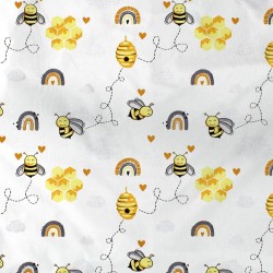 Σεντόνι Λίκνου Bebe Honey Bee 545 White-Yellow Cotton Dimcol (80x110) 1Τεμ